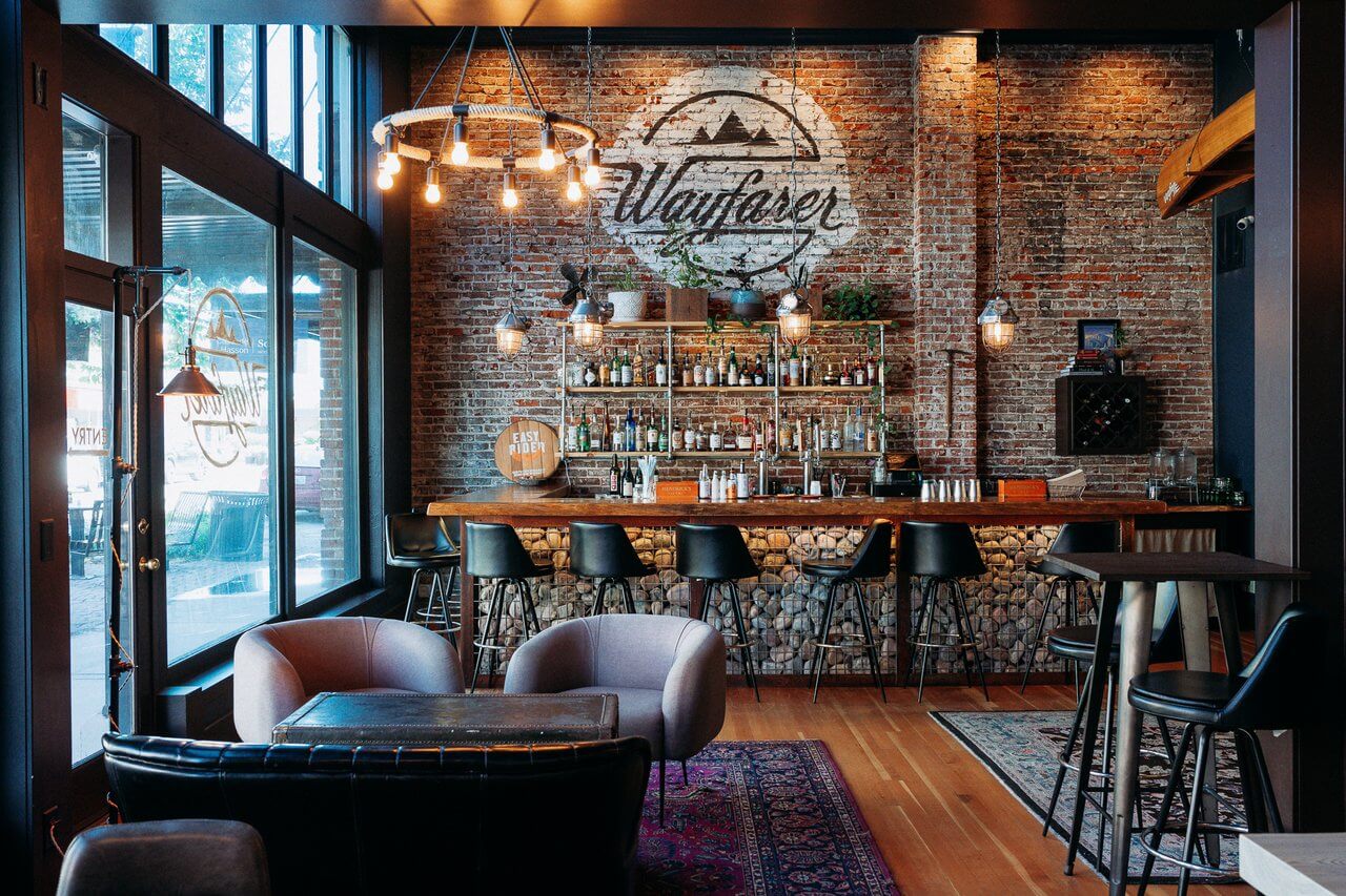 Wayfarer Club bar at SCP Hotel in downtown Redmond, Oregon. Wayfarer Club bar at SCP Hotel in downtown Redmond, Oregon.