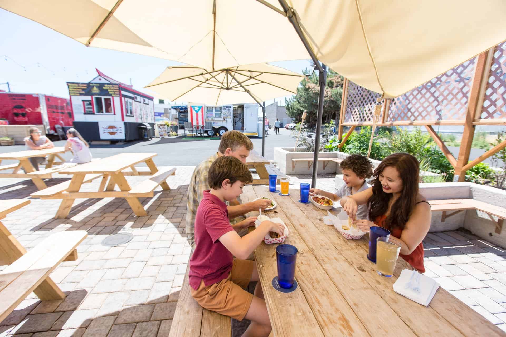 Outdoor dining at General Duffy’s Waterhole in Redmond, Oregon