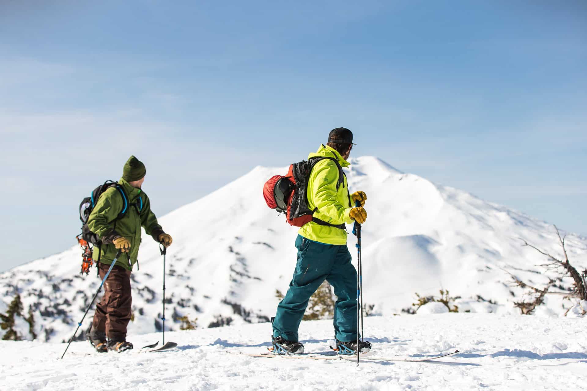Two men backcountry skiing near Bend, Oregon Two men backcountry skiing near Bend, Oregon