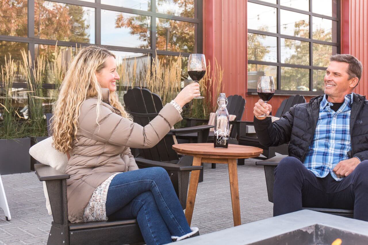 Couple enjoying wine at Bledsoe Family Winery. Couple enjoying wine at Bledsoe Family Winery.