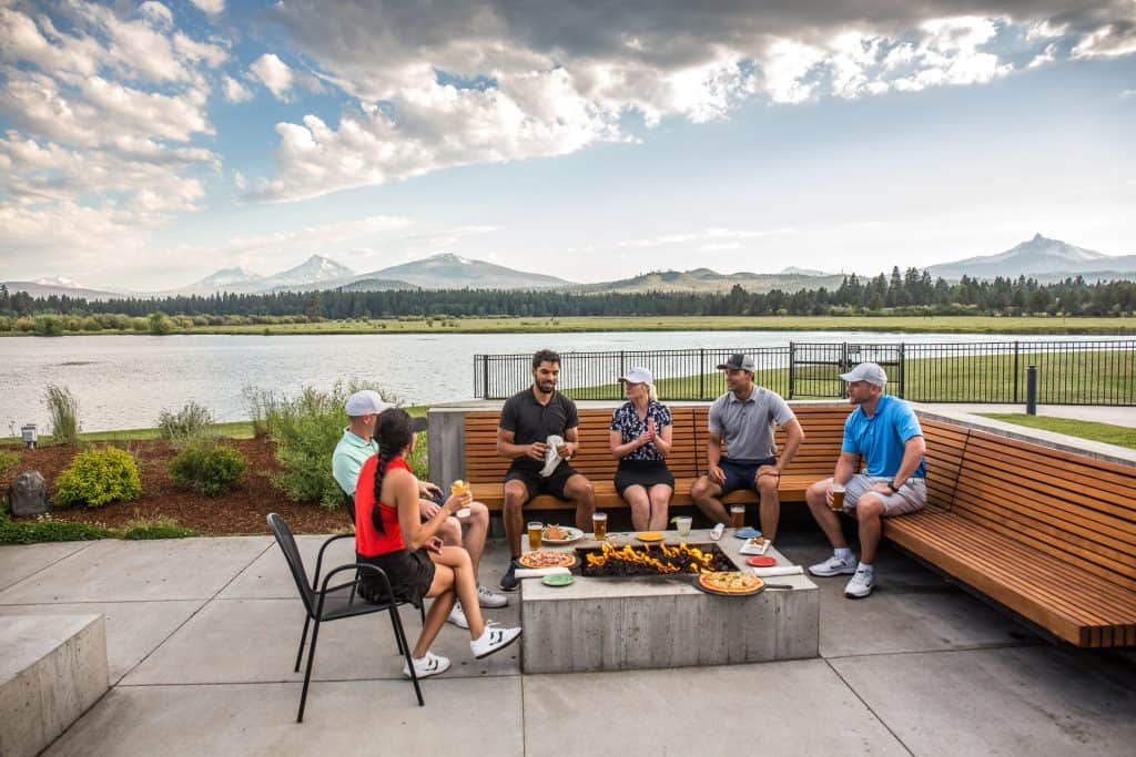 steve heinrichs photography-70-large A group enjoys refreshments around a fire pit at Black Butte Ranch in Central Oregon
