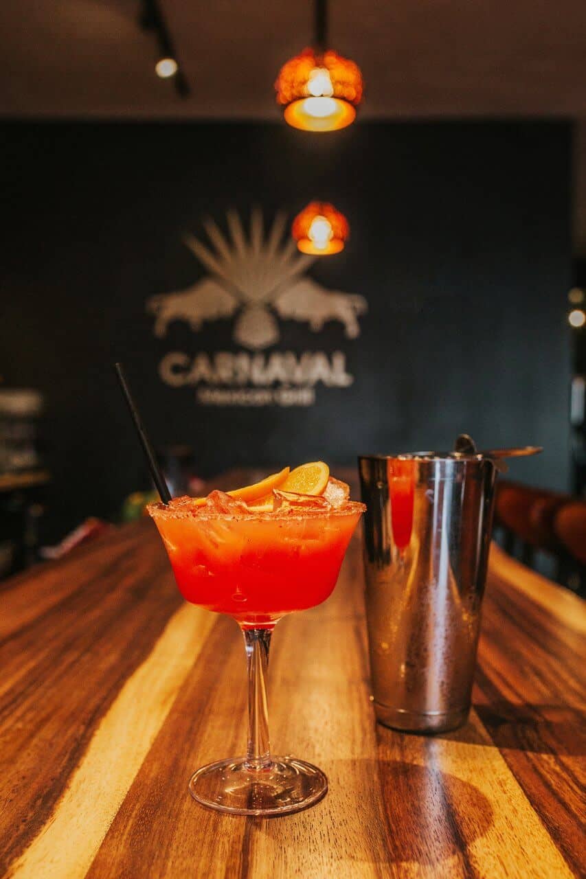 A mixed drink at a bar at Carnaval Mexican Grill. A mixed drink at a bar at Carnaval Mexican Grill.