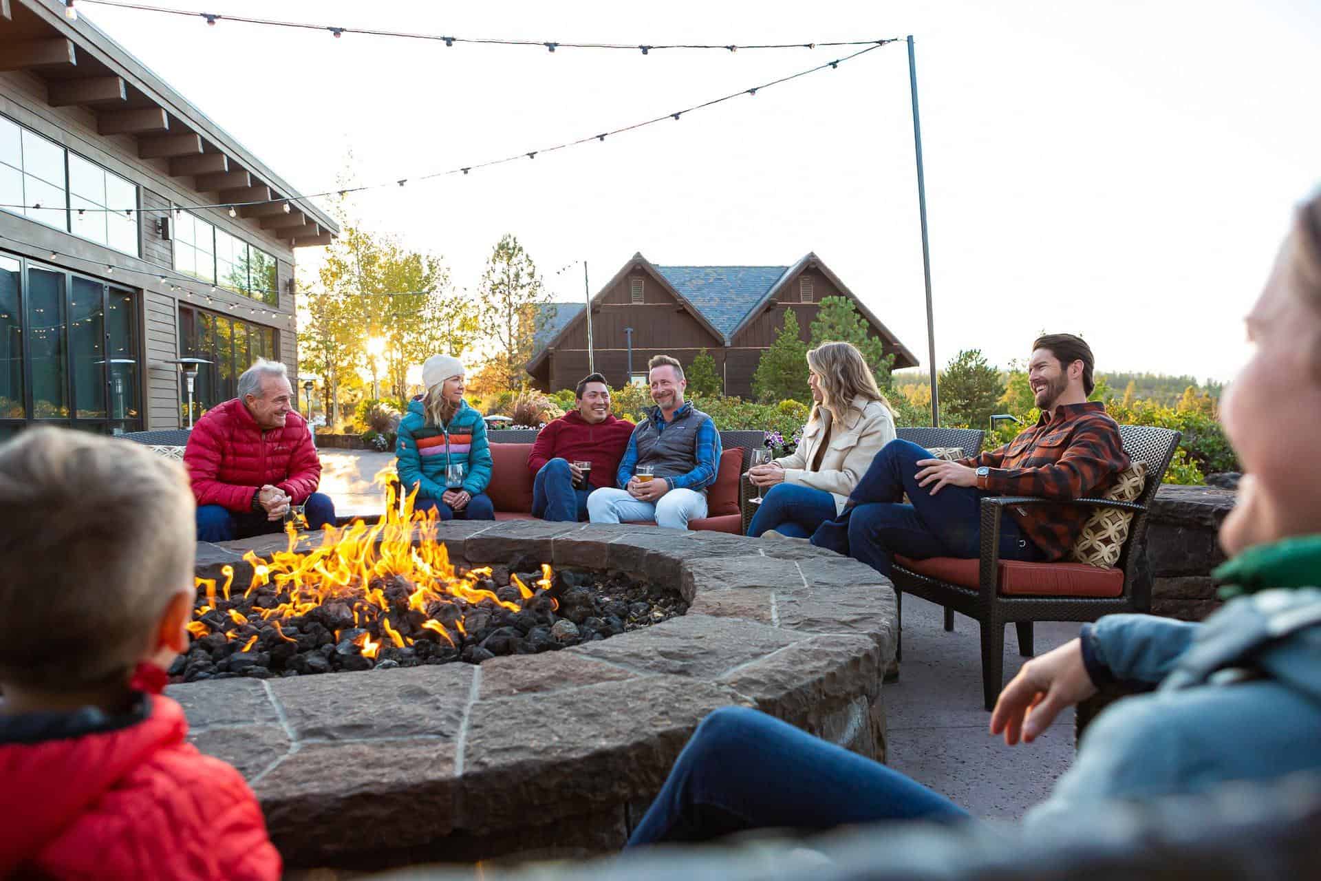 people cozying up to the firepit people cozying up to the firepit