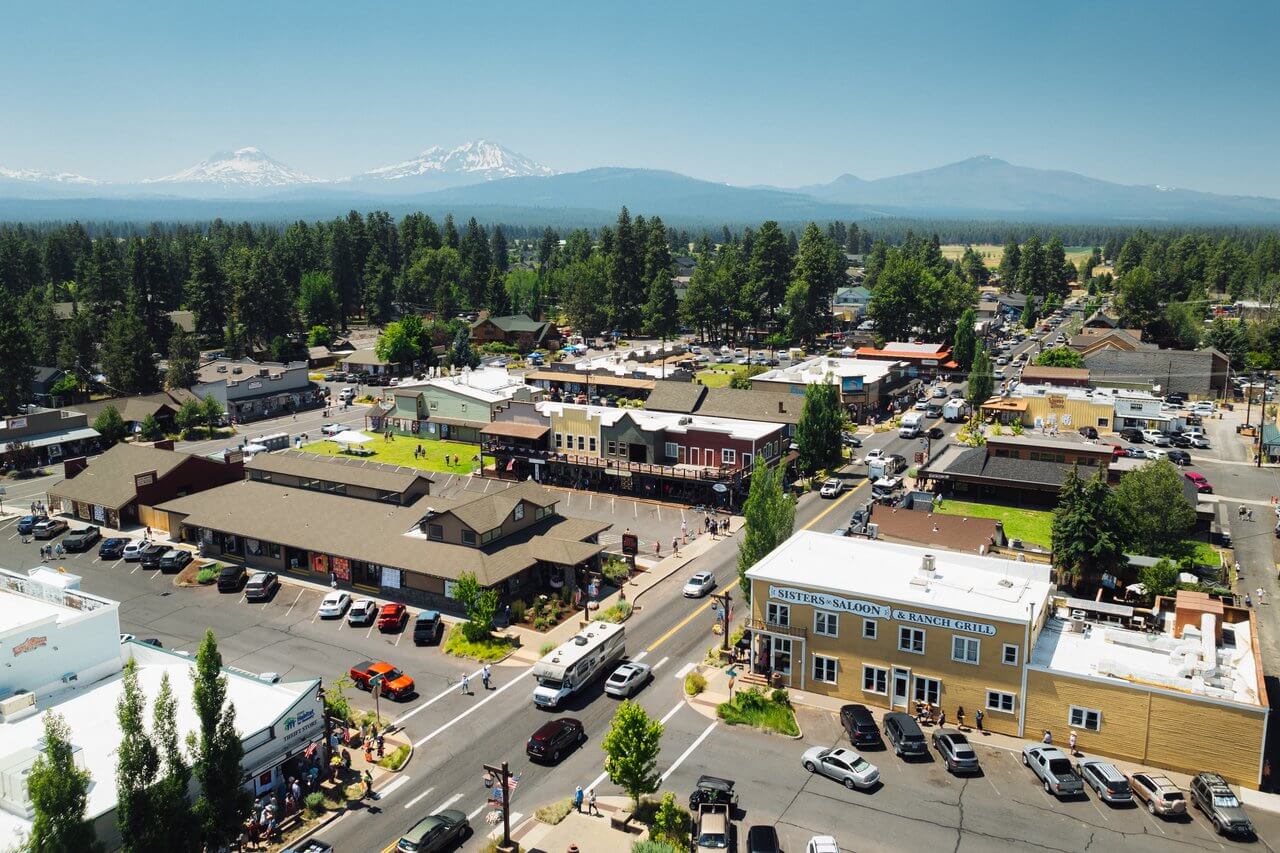 Aerial view of Sisters, Oregon. Aerial view of Sisters, Oregon.